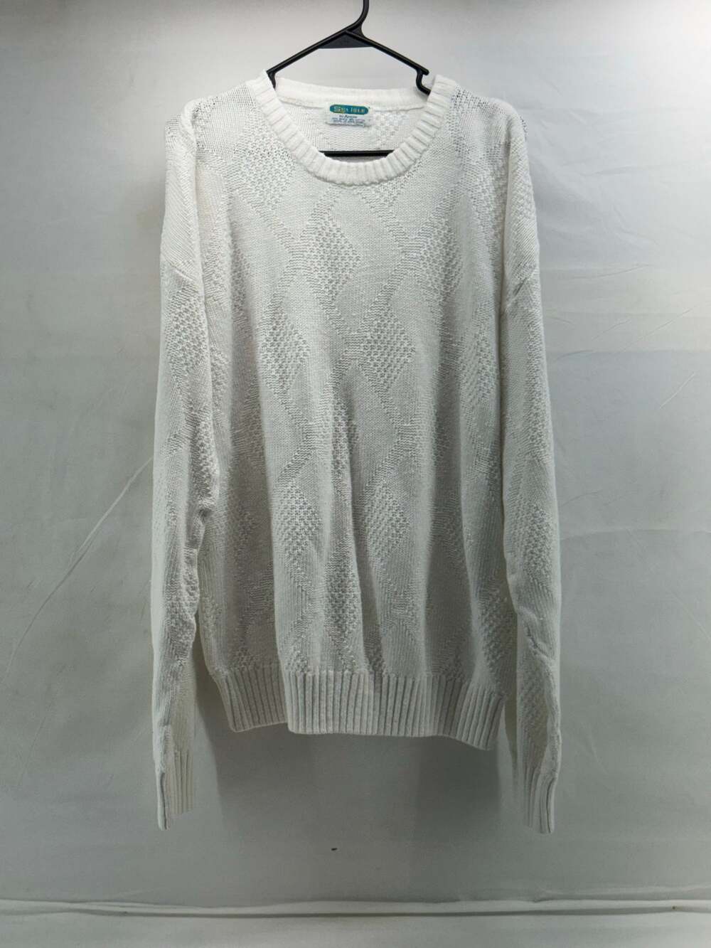 Vintage White cotton sweater roughly XL cotton blend preppy